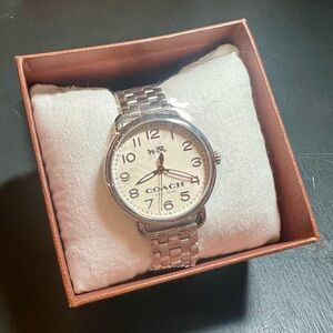 Coach Silver-Tone Watch with White Dial
